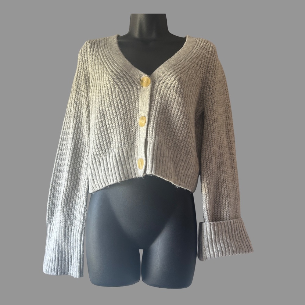 Happily Grey Cropped Cardigan